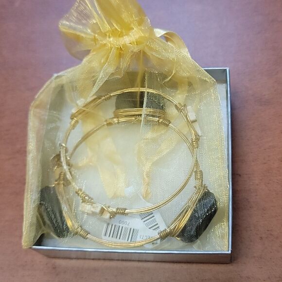 Burbon and Bowties Bangles -Set of Two Gold Plated - Picture 7 of 7